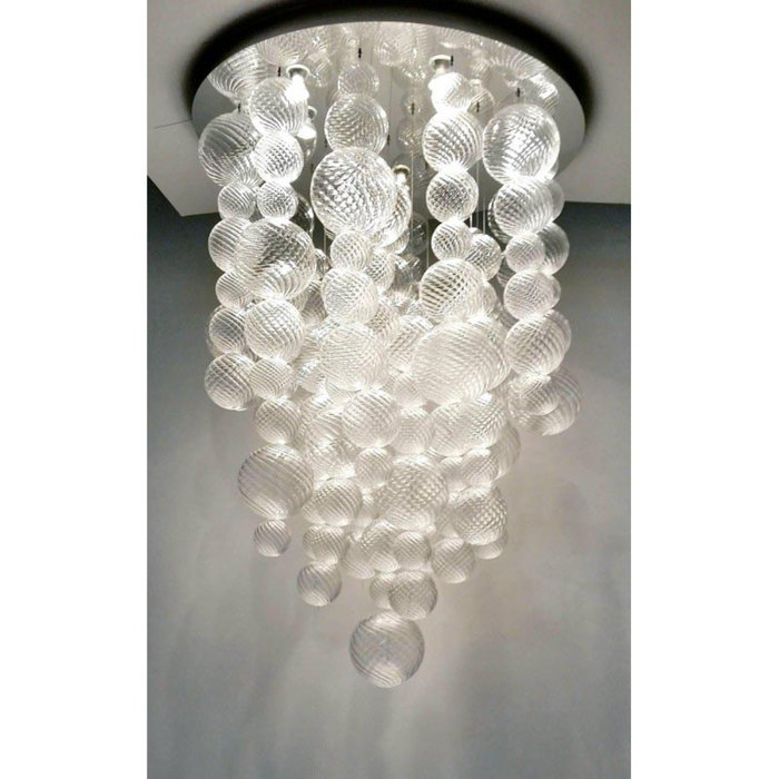 ALAN MIZRAHI LIGHTING Murano Light Steel Glass Globes Pendant